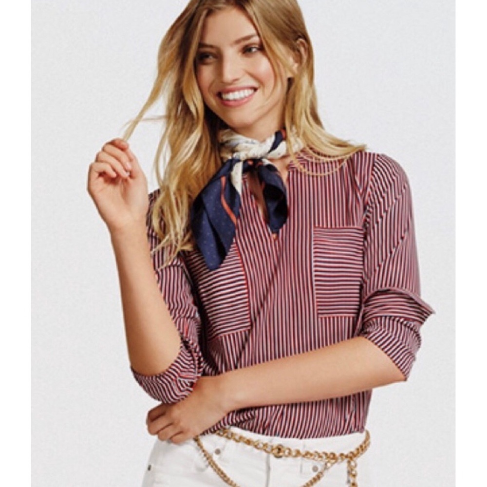 CAbi Striped Franklin Patriotic Blouse